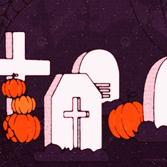 Dark Scary Graveyard With Pumpkins Background, Graveyard, Pumpkin ...