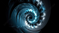 Fractal Monochromatic Round Spiral Portal Abstract Blue And White (Spiral Portal)