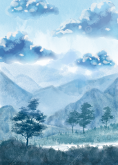 Mountain Road Watercolor Mountains Clouds Background ...