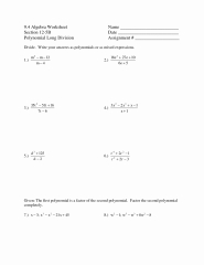 50 Polynomial Long Division Worksheet