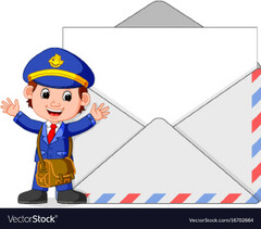 Postman cartoon with big letter Royalty Vector