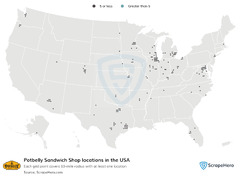 Number of Potbelly Sandwich Shop locations in the USA in 2024 ...