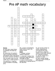 Pre AP math vocabulary Crossword - WordMint