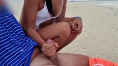 Handjob with cumshot on public beach Maldives watch online