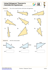 Pythagorean Theorem: Calculating the Hypotenuse Cazoom Math Worksheets