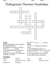 Pythagorean Theorem Vocabulary Crossword - WordMint