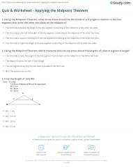 Quiz & Worksheet - Applying the Midpoint Theorem | Study