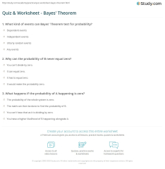 Quiz & Worksheet - Bayes' Theorem | Study