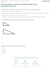 Quiz & Worksheet - Practice Proving Relationships Using Congruence ...