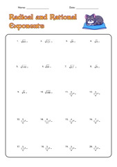 Rational Exponents Worksheet Algebra 1 - Key Worksheet