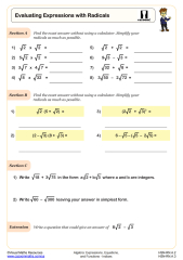 Simplifying radical expressions :: Algebra Helper - Worksheets Library