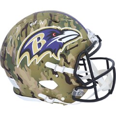 Fanatics Authentic Autographed Ray Lewis Baltimore Ravens Riddell CAMO Alternate Speed Replica Helmet with "HOF 18" Inscription (Baltimore Ravens Ray Lewis)