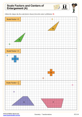 Scale Factors and Dilations of Polygons (A) Worksheet | 8th Grade PDF