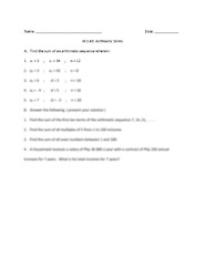 Sum of a Finite Arithmetic Series Worksheets - Worksheets Library