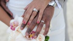 Bride and Groom Holding Hands