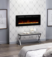 Dimplex Sierra Wall/Built-In Linear Electric Fireplace (DIMPLEX Sierra 48" Electric Fireplace Black Mounted Fireplace)