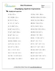 SOLUTION: Simplifying algebraic expressions worksheet - Studypool ...