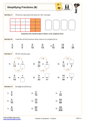 Simplifying Fractions (B) Worksheet | Fun and Engaging 4th Grade PDF