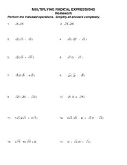 Simplifying Radical Expressions Worksheets