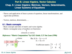 PPT - Part B. Linear Algebra, Vector Calculus Chap. 6: Linear ...