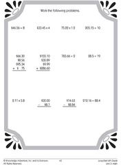 Decimal Addition Subtraction Multiplication And Division Worksheets