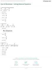 Quiz & Worksheet - Solving Rational Equations | Study ...