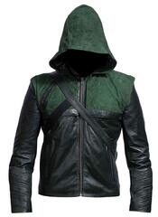 Green Arrow Stephen Amell Leather Jacket Hoodie (Oliver Queen)