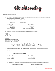 SOLUTION: Stoichiometry worksheet with answers - Studypool - Worksheets