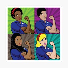 Pop of multicultural Rosie the Riveters wearing a ...