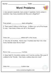 Word Problems Addition and Subtraction up to 20 - Worksheet ...