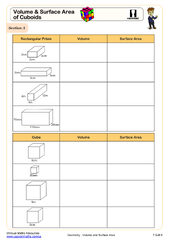 Surface Area of Rectangular Prism Worksheets (able, online