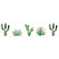 Sweet Jojo Designs Pink and Green Boho Watercolor Cactus Floral Collection Border (Nordic Aquarell Cactus)