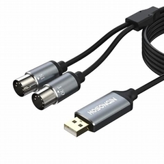 OTraki USB MIDI Cable 6Ft In-Out MIDI to USB Cable with LED Indicator 5 PIN DINs for Music Keyboard Piano to PC Laptop USB MIDI Interface Converter f (OTraki Midi Cables USB Interface 2m Keyboard Electronic Musical Instrument A New)