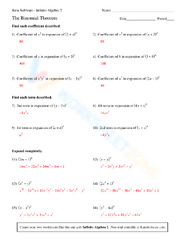 The Binomial Theorem Worksheet