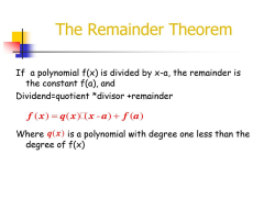 Remainder and Factor Theorems - ppt