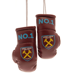 West Ham United FC Mini Boxing Gloves (West Ham United FC No 1 Boxing Gloves Car Hanger (Sky Blue/Claret Red) (One))