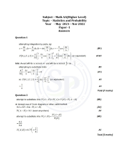 Topic wise IBDP Math AA HL Past Paper 1: Statistics and Probability