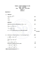 Topic wise IBDP Math AA HL Past Paper 2: Calculus Answer - SAT PREP