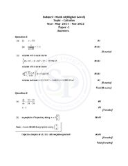 Topic wise IBDP Math AI HL Past Paper 1: Calculus Answer - SAT PREP