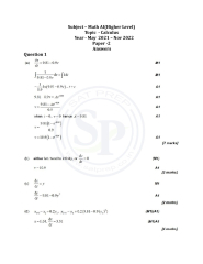 Topic wise IBDP Math AI HL Past Paper 2: Calculus Answer - SAT PREP