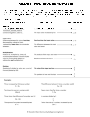 SOLUTION: Translating Phrases into Algebraic Expressions Sheet ...