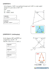 Triangles and their properties of Angles worksheet | Live ...