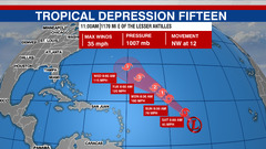 Tropical Depression 15 forms in Atlantic, expected to become hurricane