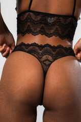 Lace String Saboteur (Understatement Lace Bikini Briefs Saboteur - Black)