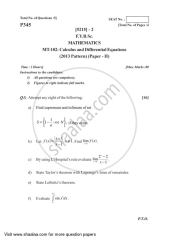 Calculus and Differential Equations 2017-2018 B.Sc Mathematics Semester 2 (FYBSc)