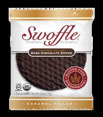 Chocolate Dipped Stroopwafels by Swoffle Limited Release Organic Gluten Stroopwafels In Dark Chocolate Coating (Swoffle Dark Chocolate Dipped Stroopwafel)