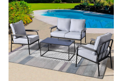 Mercury 4-Piece Wicker Outdoor Patio Conversation Seating Set Cushions (XIZZI Mercury 4-Piece Wicker Outdoor Patio Conversation Seating Set with Gray Cushions BK400BGR-1)