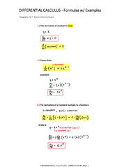 SOLUTION: Differential calculus | Derivatives Formula - Studypool