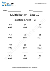 Multiplication Base 10 Practice Worksheet 3 - able worksheets