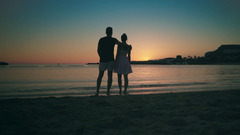 Happy Couple Embracing On Beach At Sunset Stock Footage SBV ...